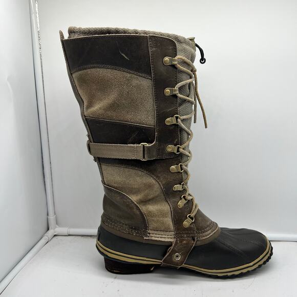 Sorel Boots Womens 10.5 Conquest Carly Tall Brown Waterproof Winter NL2033 - Picture 3 of 12